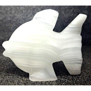 White Onyx Carved Fish Free-Standing Paperwweight 3.25"x2.5"